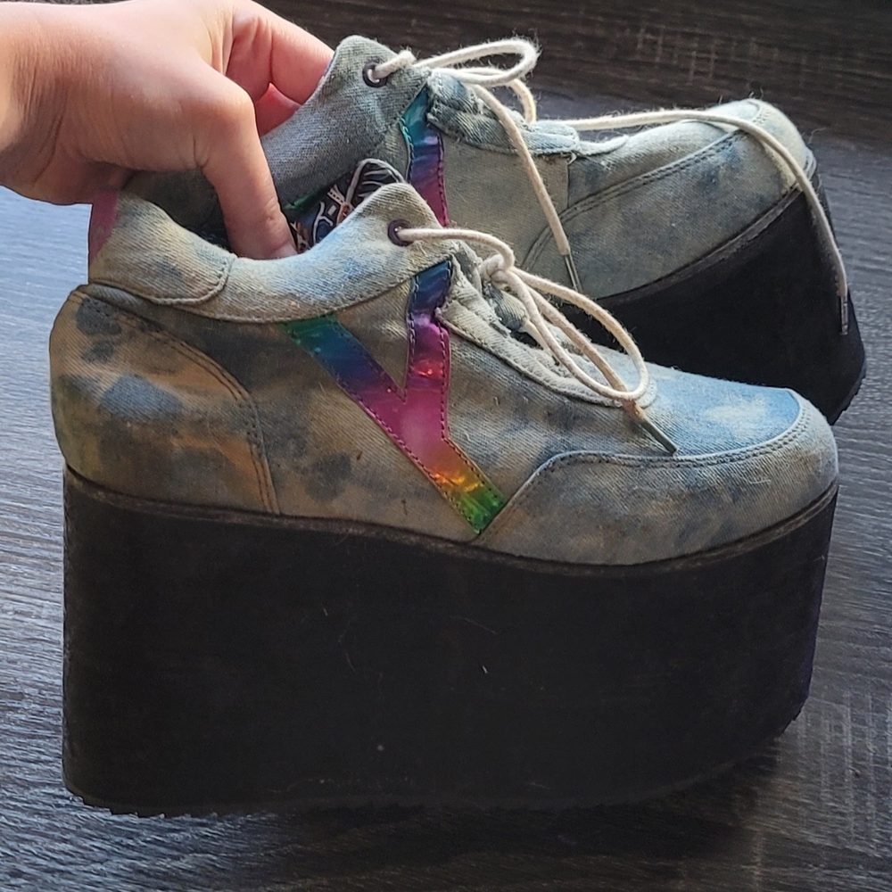 YRU Vintage Denim Platform Sneakers